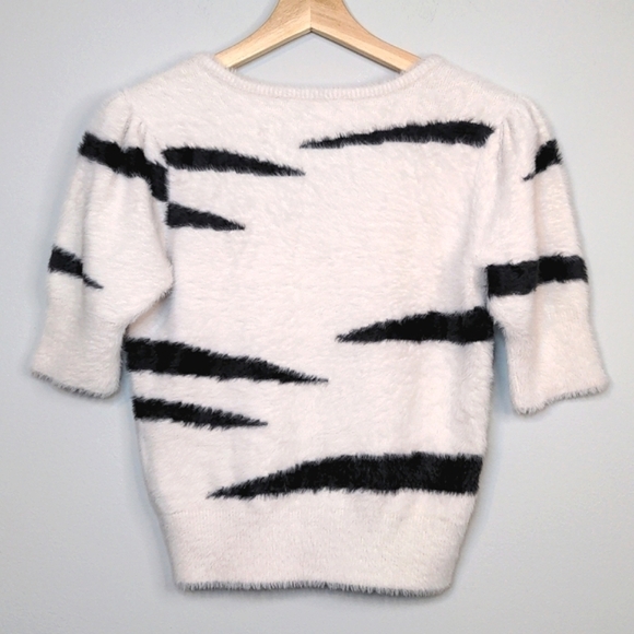 Michael Stars Honey Elbow Sleeve Pullover Sweater White Black Stripe V Size XS - Picture 7 of 13